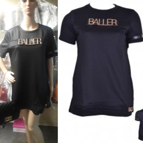 Tops - 🆕️Black Goldtone "Baller" Plus Polo Top